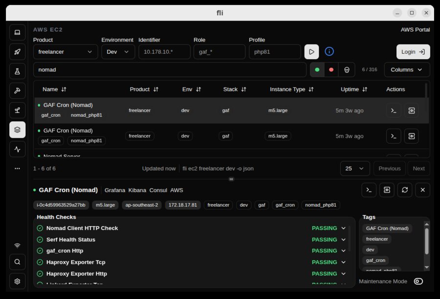 EC2 instance browser with health checks