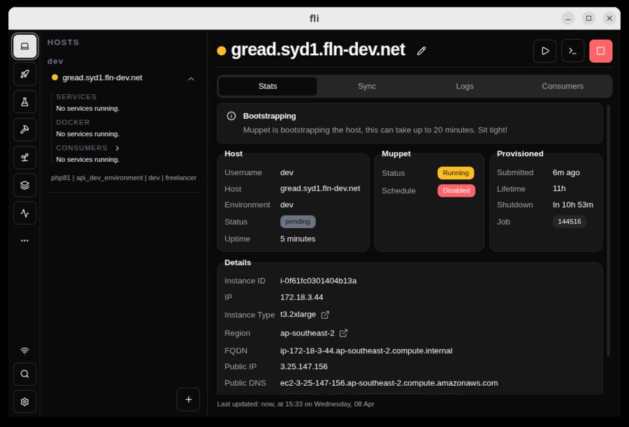 Host management — live state, processes, and connection details