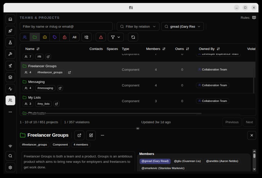 Teams and component browser