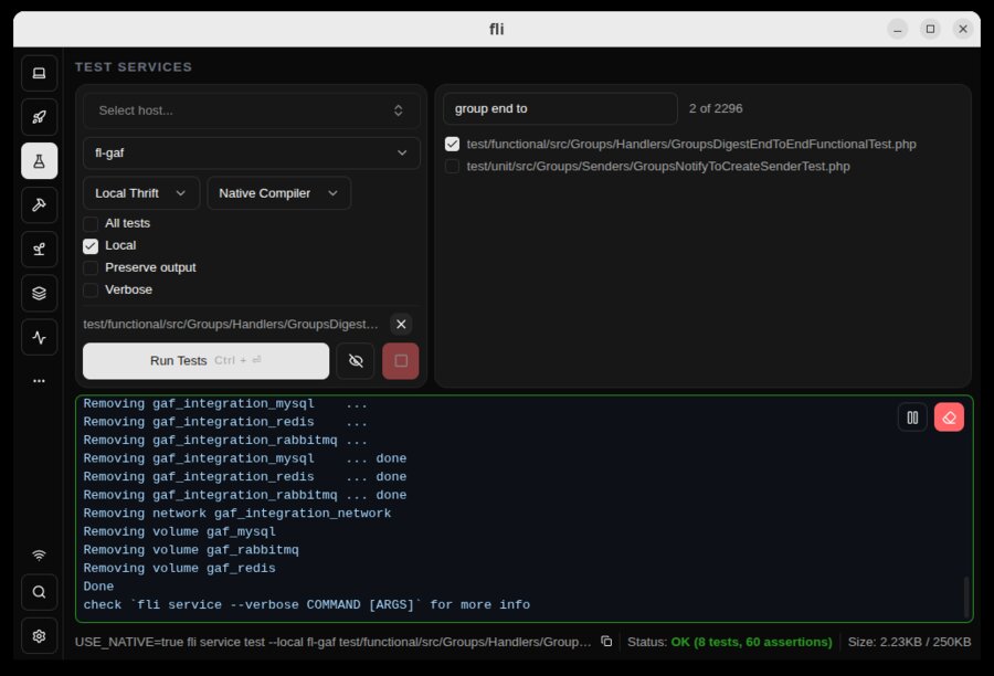 Test runner with live output